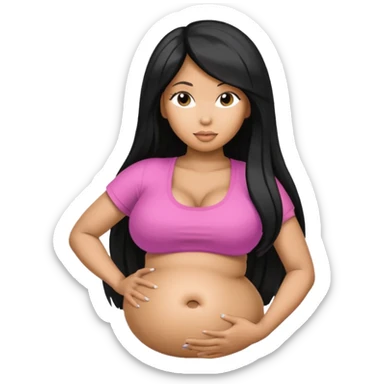  fat tan long half-white half-black hair nicki minaj with inflated belly sticker