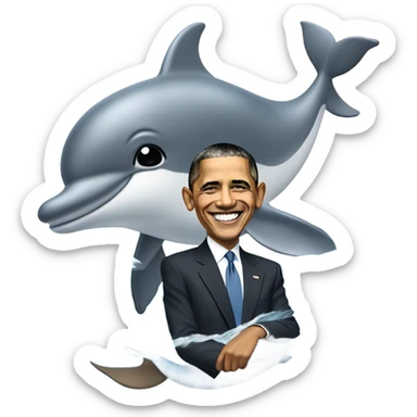 Obama riding a dolphin sticker