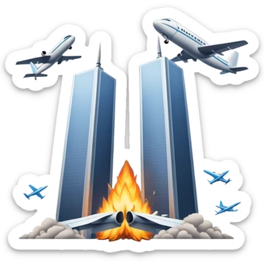 Twin towers with a plane  sticker