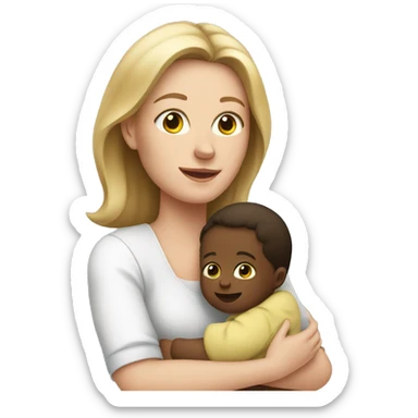 white mom holding little baby sticker