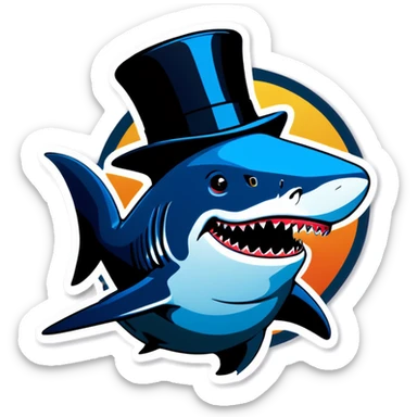 Shark with top hat sticker