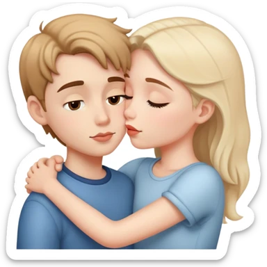 Girl and boy kissing and cuddlel sticker