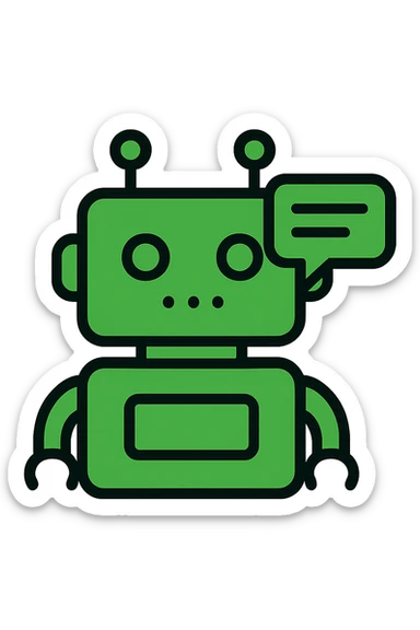 A green chat bot sticker