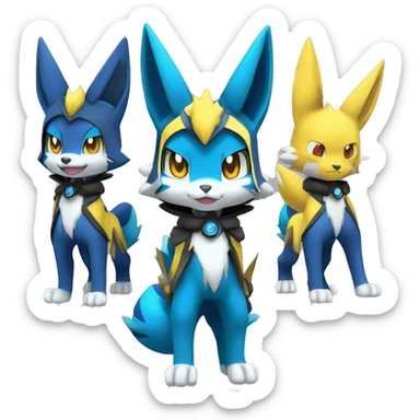 Anthro Cool Chibi Zeraora-Lucario-Renamon-Pokémon-Fakémon Full Body Detailed High Quality sticker