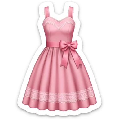 A pink dress with ribbon and make it with a litte lace  sticker