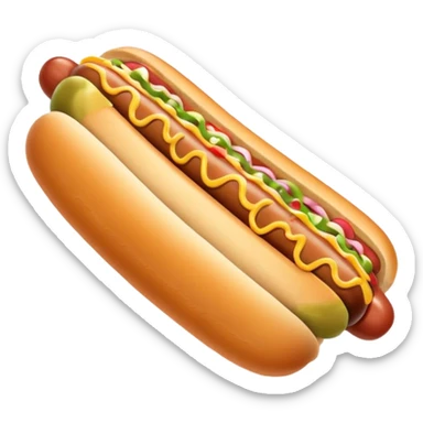 Grilled hot dog in a bun. Add sauerkraut on one side and then drizzle spicy mustard on the top  sticker