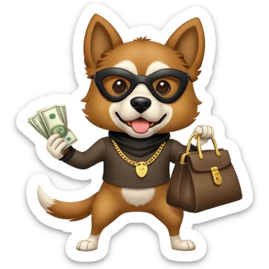 dog robbing a bank sticker