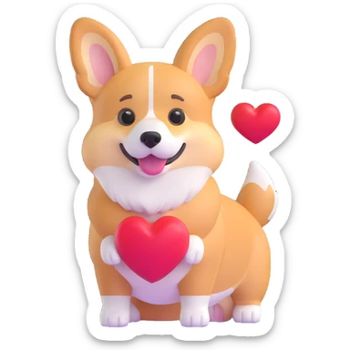 A corgi with a heart next to him sticker