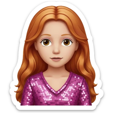 Carrie White from Carrie with long reddish blonde hair, pink sequin outfit  sticker