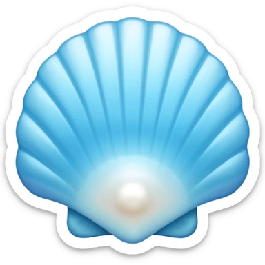 Light blue shell emoji, pearl texture, soft gradient, smooth curves, glossy finish sticker