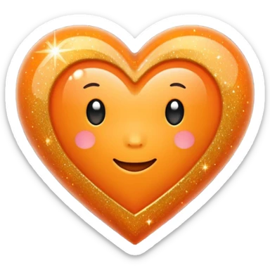 Orange heart with glitter sticker