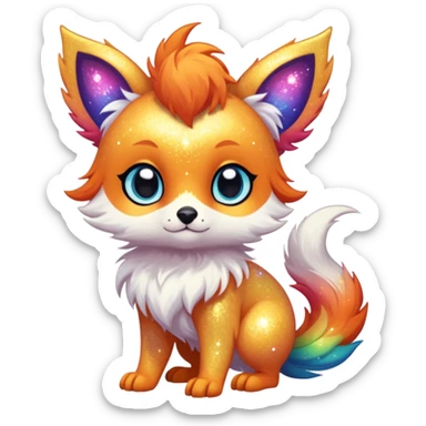 Cool cute Kawaii fantasy animal sparkle fursona Fionbri creature by griffsnuff & LiLaiRa & Falvie full body sticker