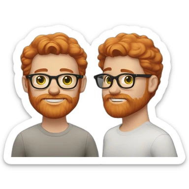 White man with reddish orange hair and beard, wears tortoise shell glasses from warby parker and has dimples, green eyes sticker