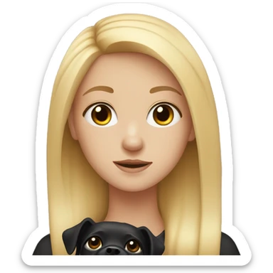 Blonde teenage girl with hazel eyes and her small black dog sticker