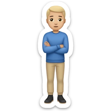 light skin man pensative, full body sticker