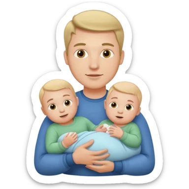 white man with three babies sticker