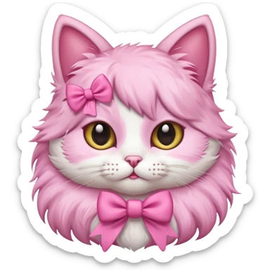 cute cat pink with bow sticker