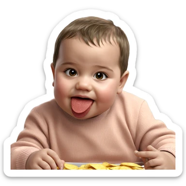 boy with chips and tongue out sticker