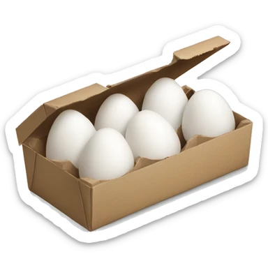 Realistic open carton of white eggs. sticker
