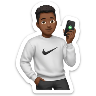 un emoji (qui ressemble à un vrai emoji téléphone)de quelqu'un qui tombe (homme noir pull Nike)il a des airpods sticker