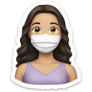 Brunette Girl with face mask  sticker