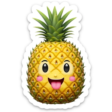 Pineapple winky face tongue out sticker