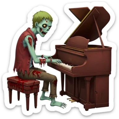 zombie playing piano sticker