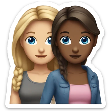 2 female best friends brunette blue eyes sticker