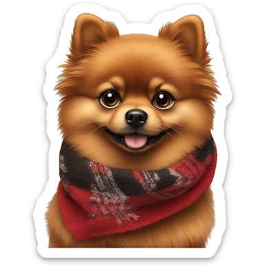 Black red Pomeranian in a scarf sticker