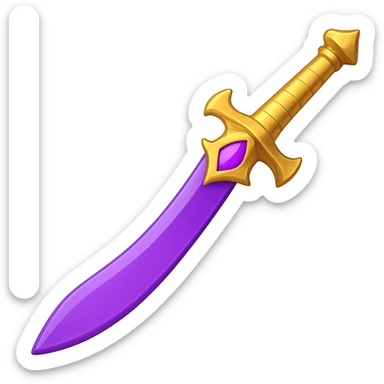 Make the blade slightly curved, keep the hilt simple, only the gemstone in the hilt is colored, in emoji style with transparent background. sticker