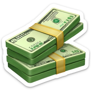 cash pile, make bills rectangular, next to a 10x sticker