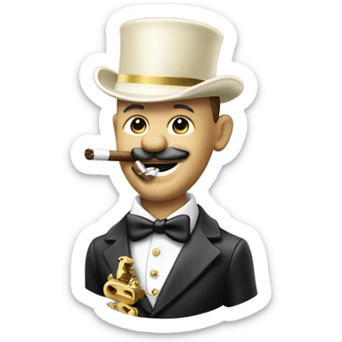 Monopoly man with gold chain necklace and smoking cigar sticker