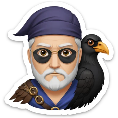 odin with eyepatch and raven on his shoulder sticker