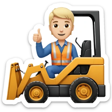 Blonde guy on a skid steer giving a thumbs up sticker