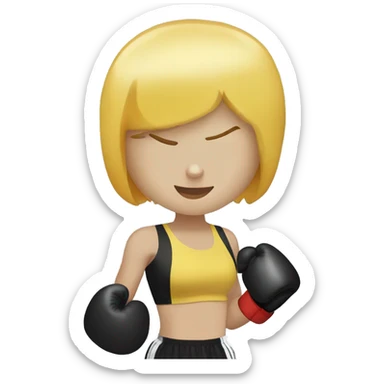 Boxing girl, yellow bob hair, white skin, boxing gloves sticker