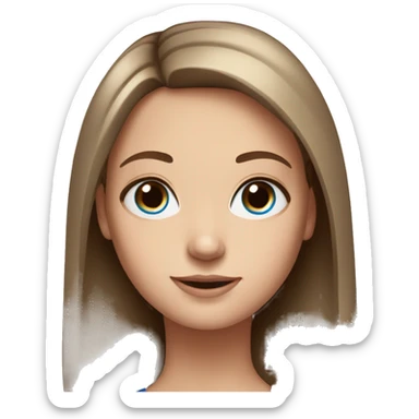 a white girl with shoulder lenght brown straight hair and blue eyes sticker