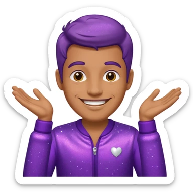 man supervisor wearing glitter purple glittery clothes sticker