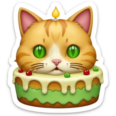 Cat vomiting because of eating cake sticker