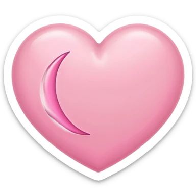 Pink crescent moon heart sticker