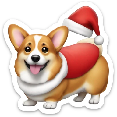 Corgi side body wearing santa costume with bread sticker