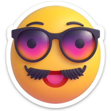 3D smiley emoji, large eyelashes, girly, sunglasses, sparkling face sticker