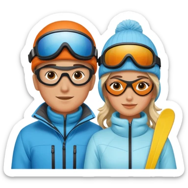 a recently marries couple skiing sticker