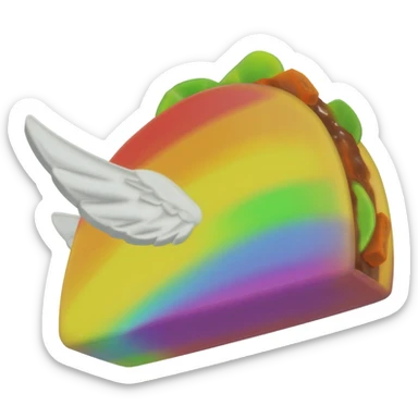 Rainbow taco lucky block with white wings sticker