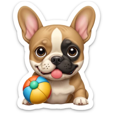 Frenchie with toys  sticker