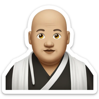 fat monk in black and white robe sticker