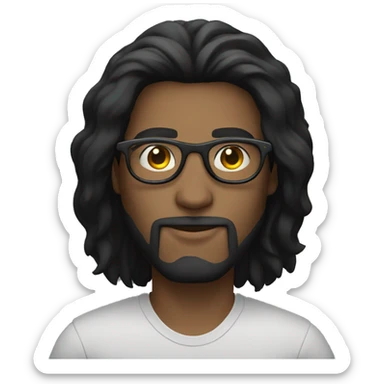 long black hair guy with circle eyewear sticker