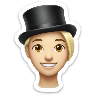 smiling girl white skin, in top hat sticker