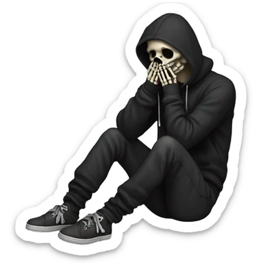 facepalm skeleton in black hoodie  sticker