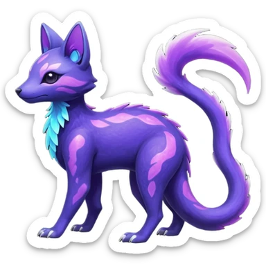 Rare realistic purple indigo violet nebulae shiny sparkly dark-neon glowing bioluminescent edgy badass epic pretty beautiful handsome gorgeous aesthetic colorful vibrant Vernid-Trico-species-Fakemon-creature by LiLaiRa, 4 legs, 1 tail, random markings, (full body) sticker