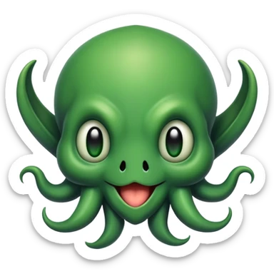 a cute cthulhu face smiling sticker